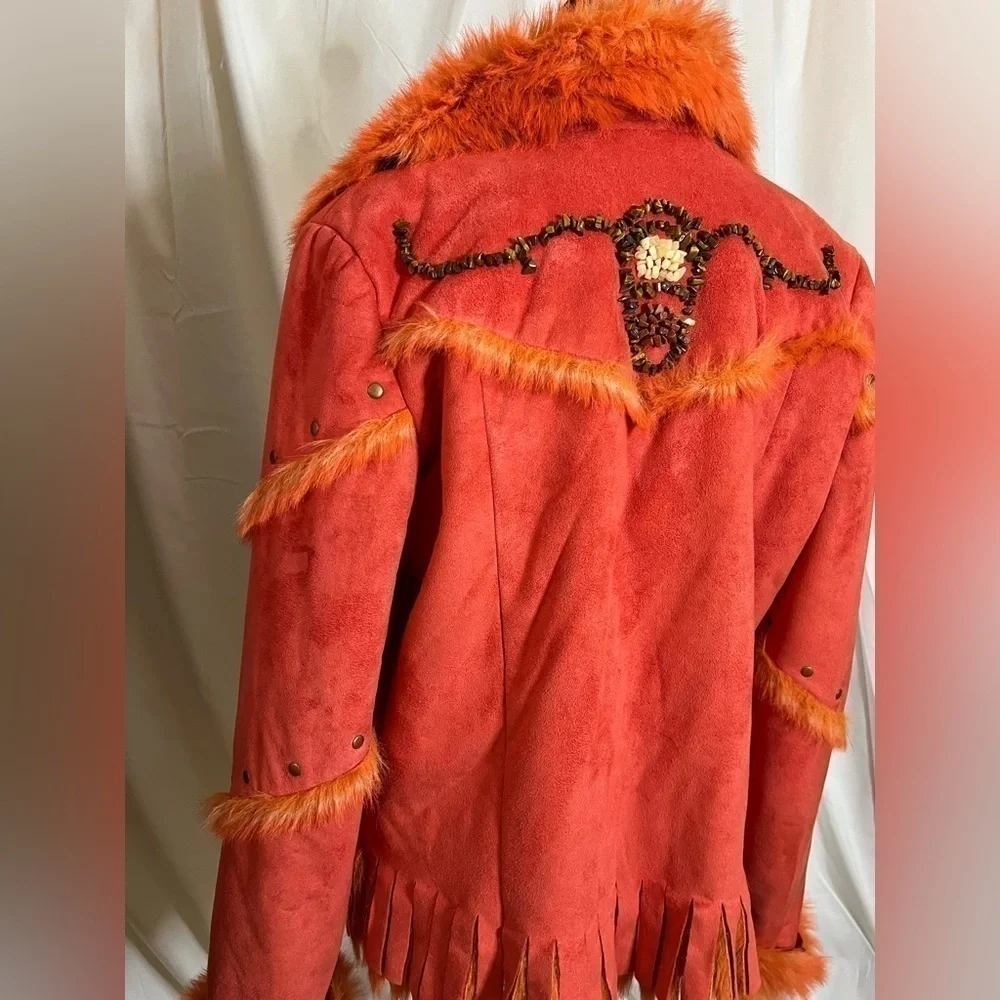 Mechant Faux Fur Orange Jacket - Picture 6 of 10